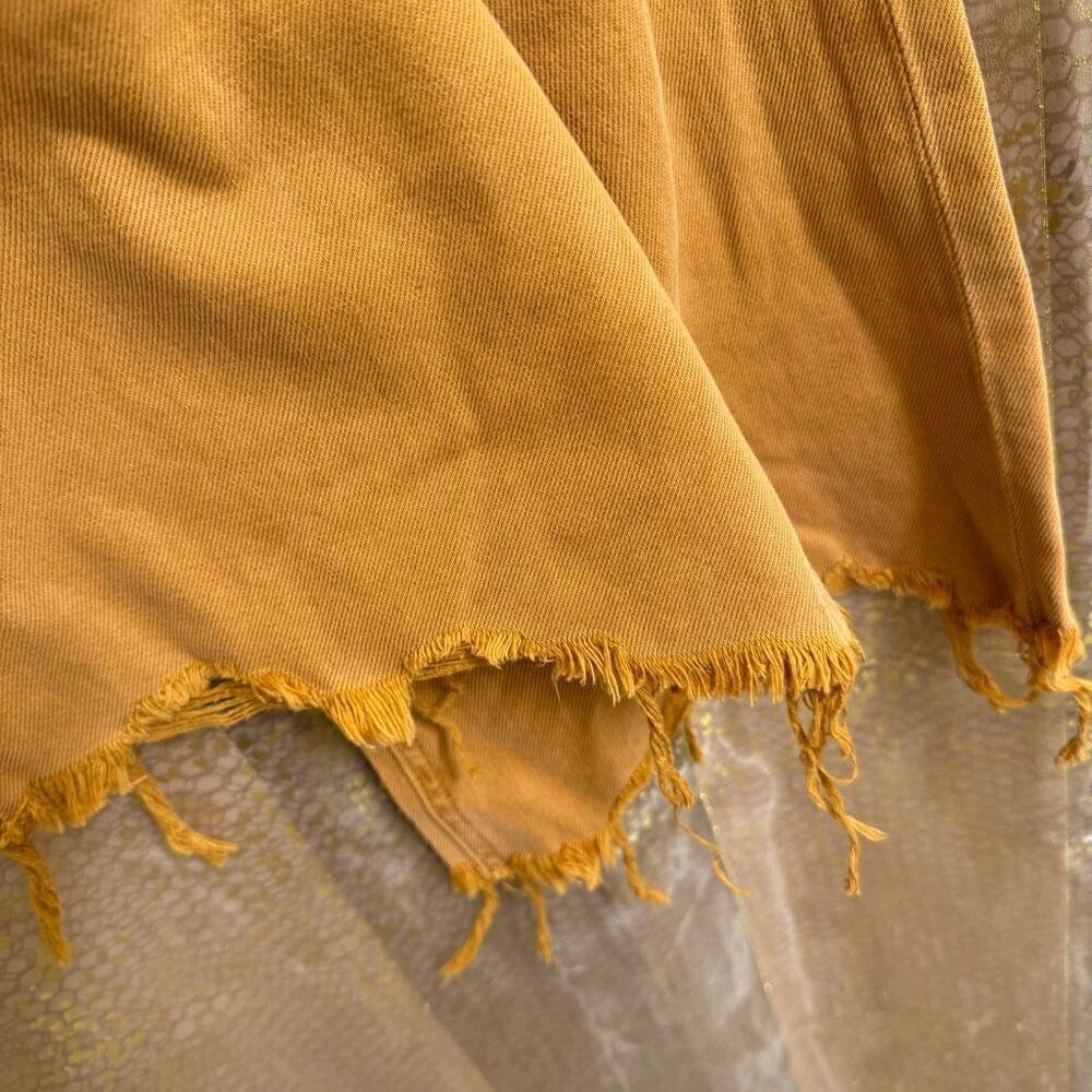 Vervet Leslie Distressed Golden Mustard 90s Vintage Flare Jeans Size 26 - Picture 6 of 9